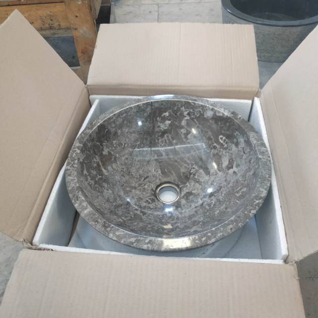 Wastafel batu alam marmer grey