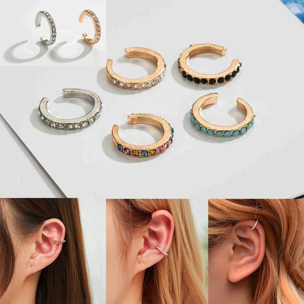 SUYO 1pc CZ Cuff Earrings Aksesoris Pesta Klip Telinga Perhiasan Tanpa Tindik Lingkaran Telinga Manset