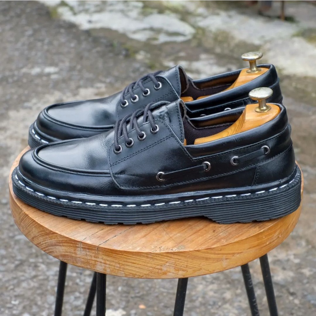 SEPATU KULIT - AZCOST FOOTWEAR - ZAPATO MEN BLACK ORIGINAL