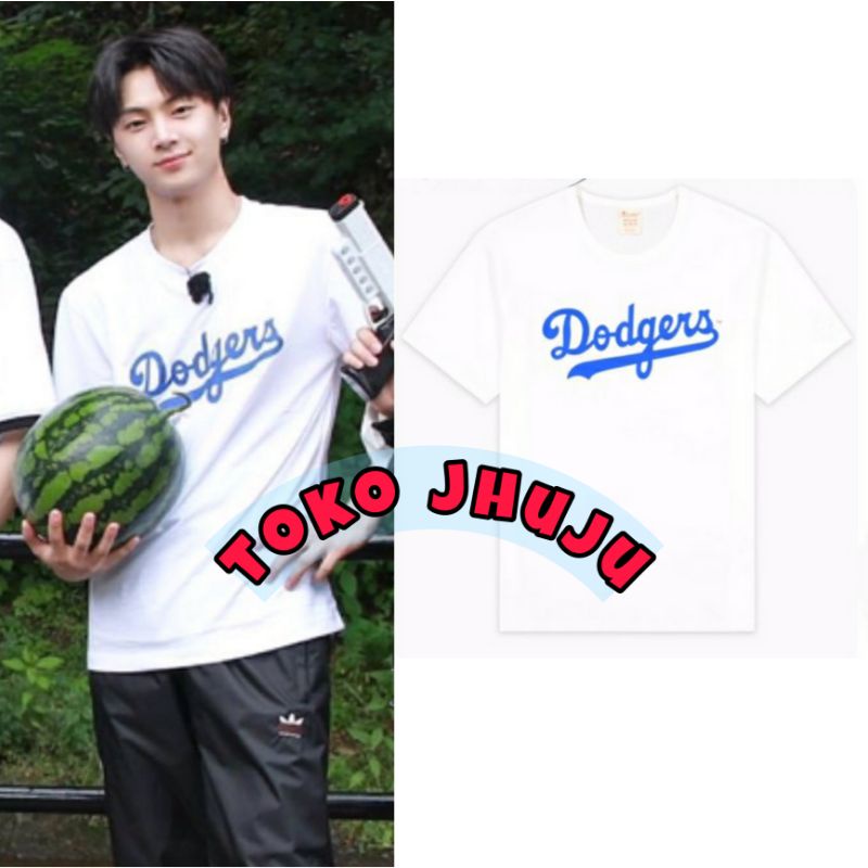 Baju T shirt Enhypen Jay Style Dodgers sablon biru