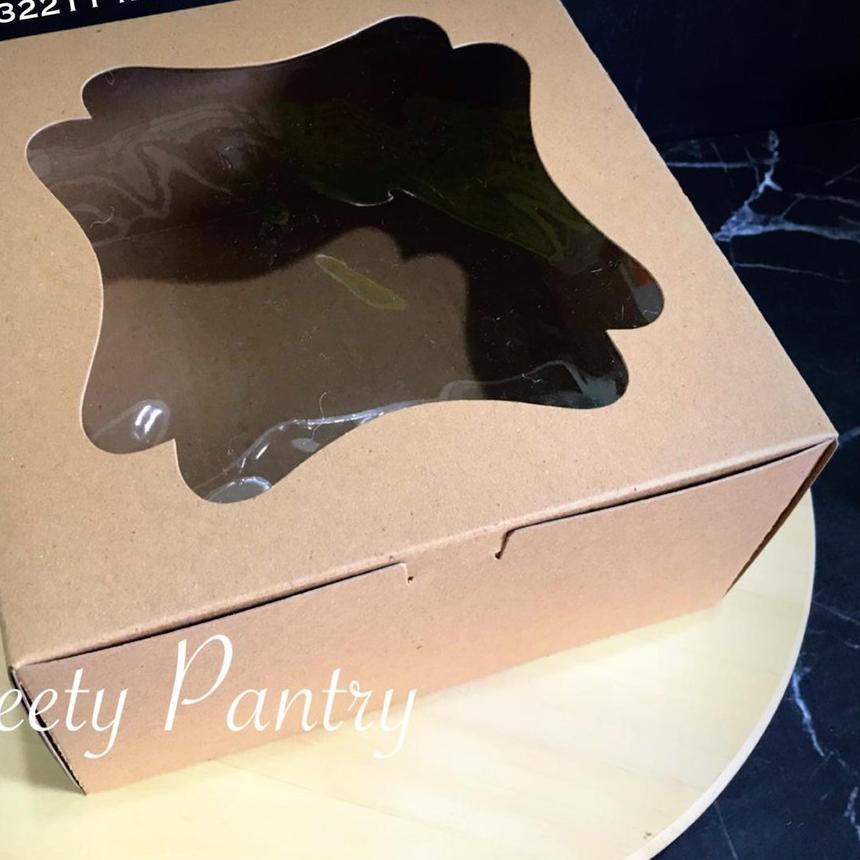 

▲ 32211 B - box/dus kue / packaging/kemasan cake window Uk 22x22x11cm Brown ☂