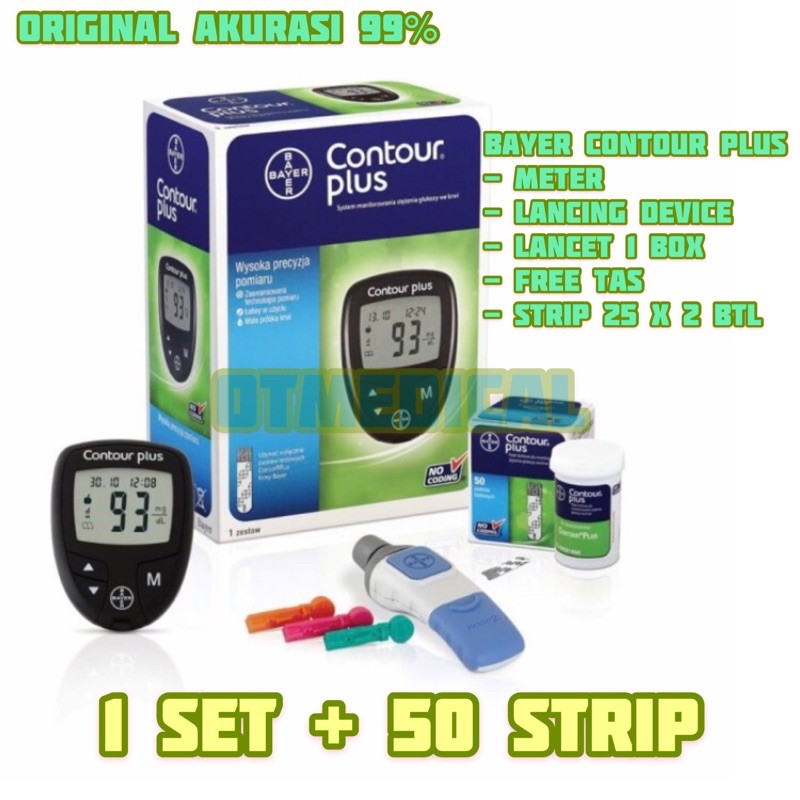 BAYER Contour Plus Alat Test Gula Darah + 50 STRIP + FREE BAG