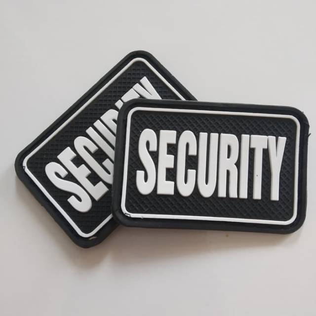 Patch rubber TULISAN SECURITY LIS PUTIH/SATPAM/tempelan karet emblem velcro