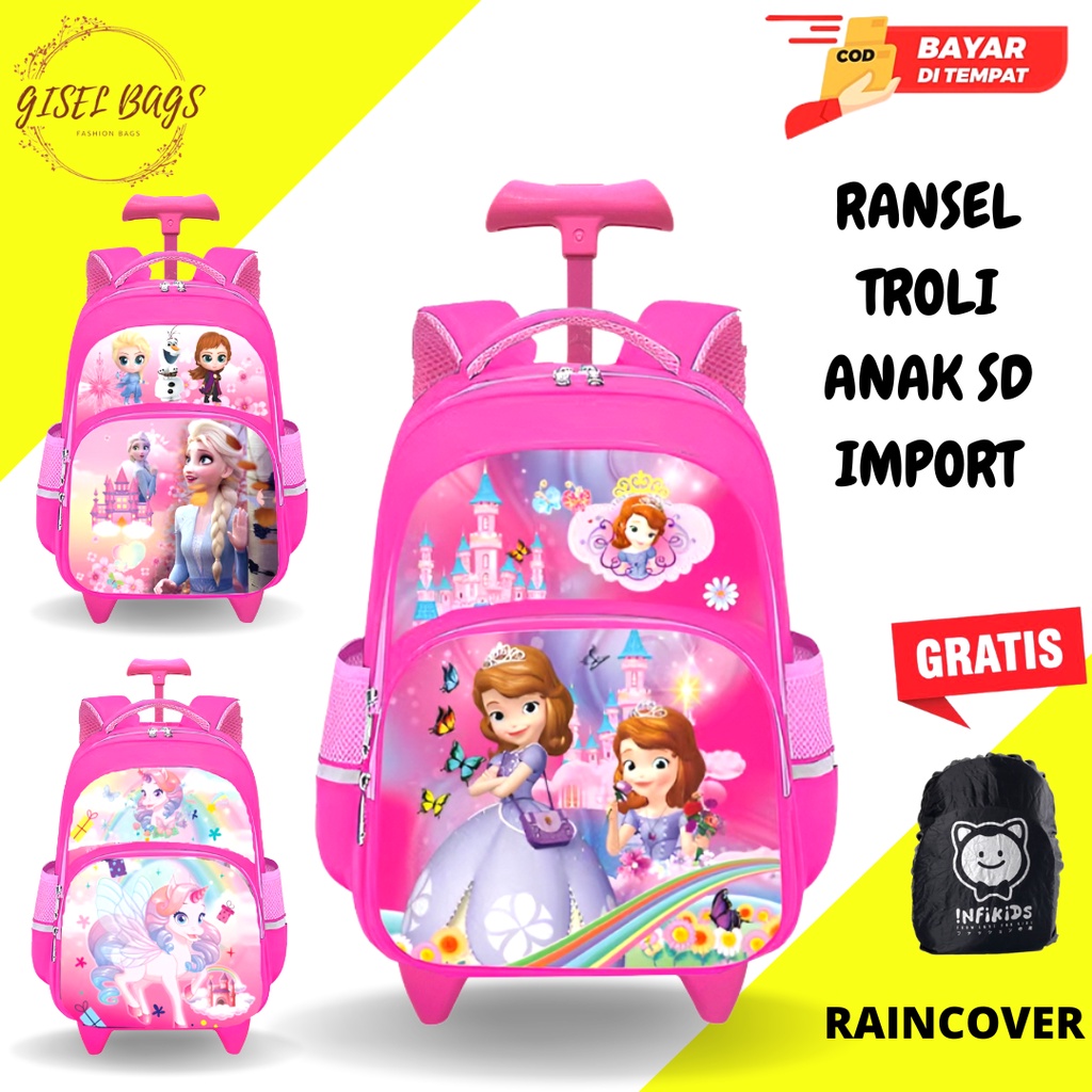 GB-Tas ransel troli anak perempuan SD tas ransel troli anak import tas ransel troli anak karakter lucu