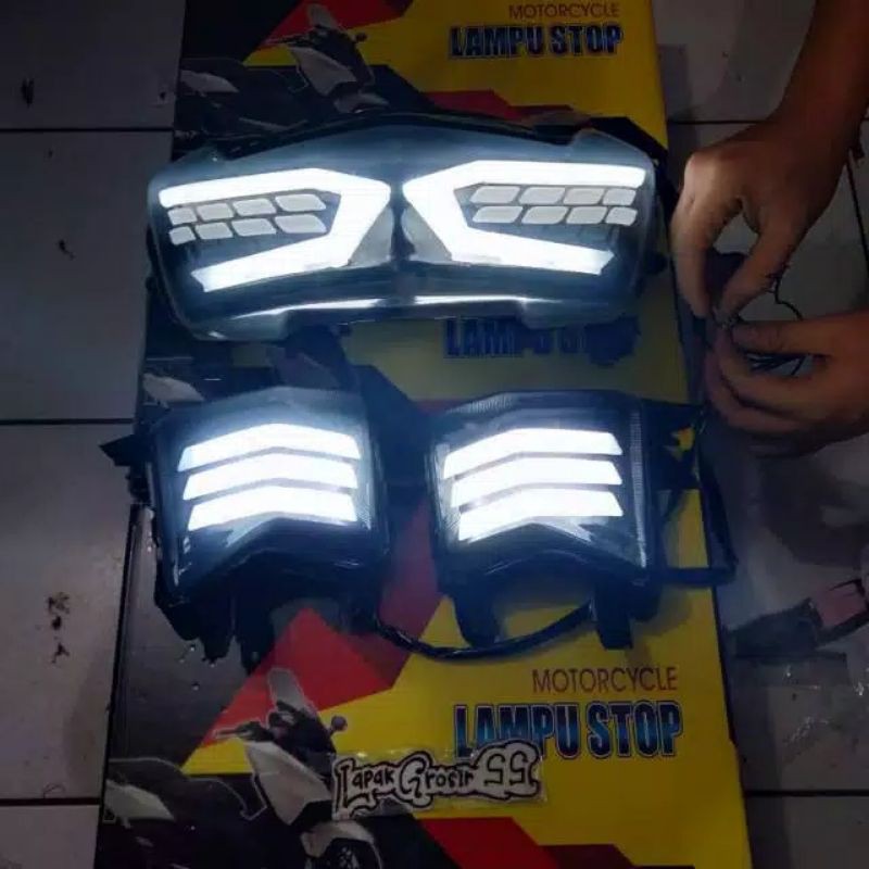 PAKET LAMPU STOP NMAX LEXUS PLUS SEN DEPAN NMAX WARNA PUTIH,MERAH,BIRU