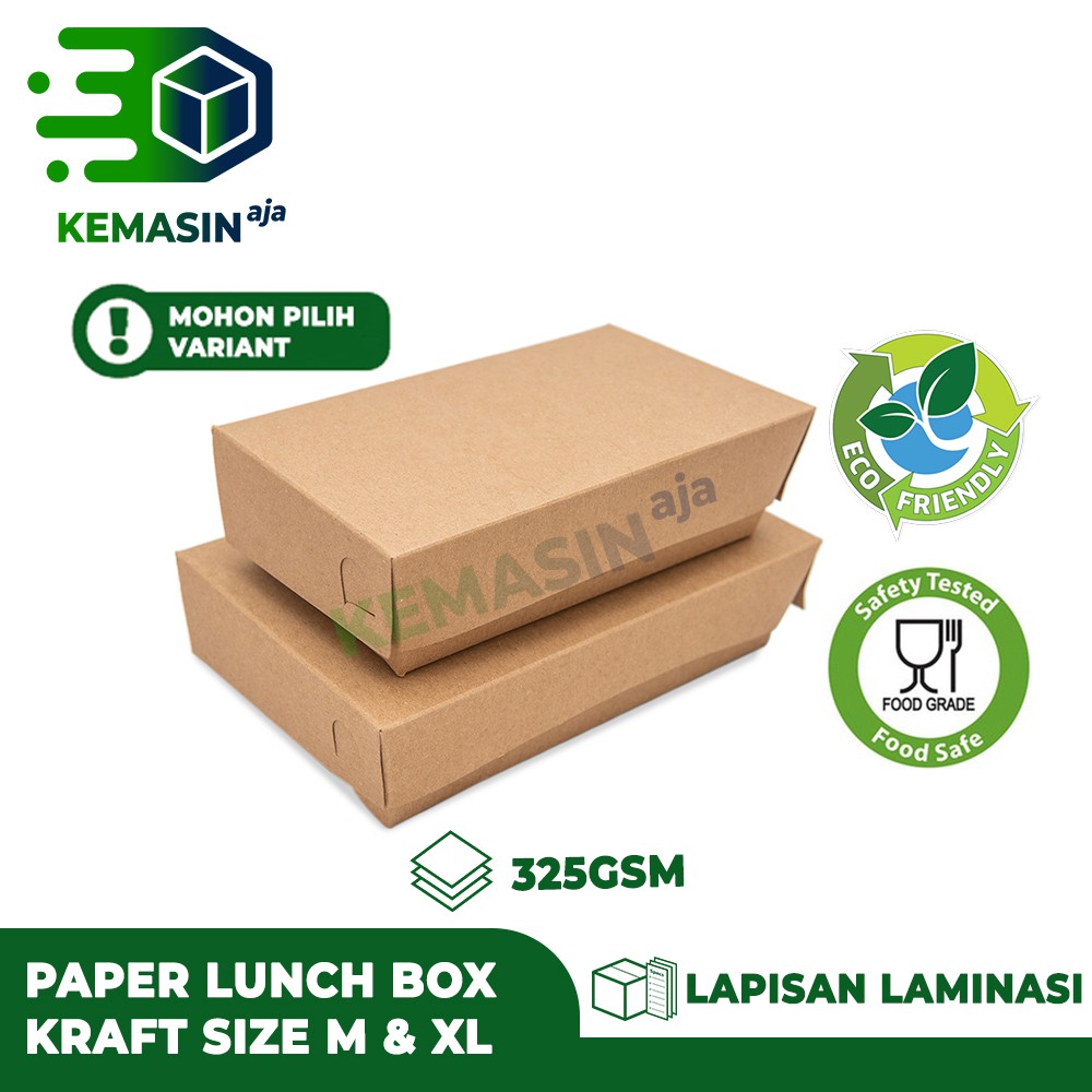 Lunch Box Paper / Kraft Kotak Makan Cokelat Tebal 325GSM Full Laminasi