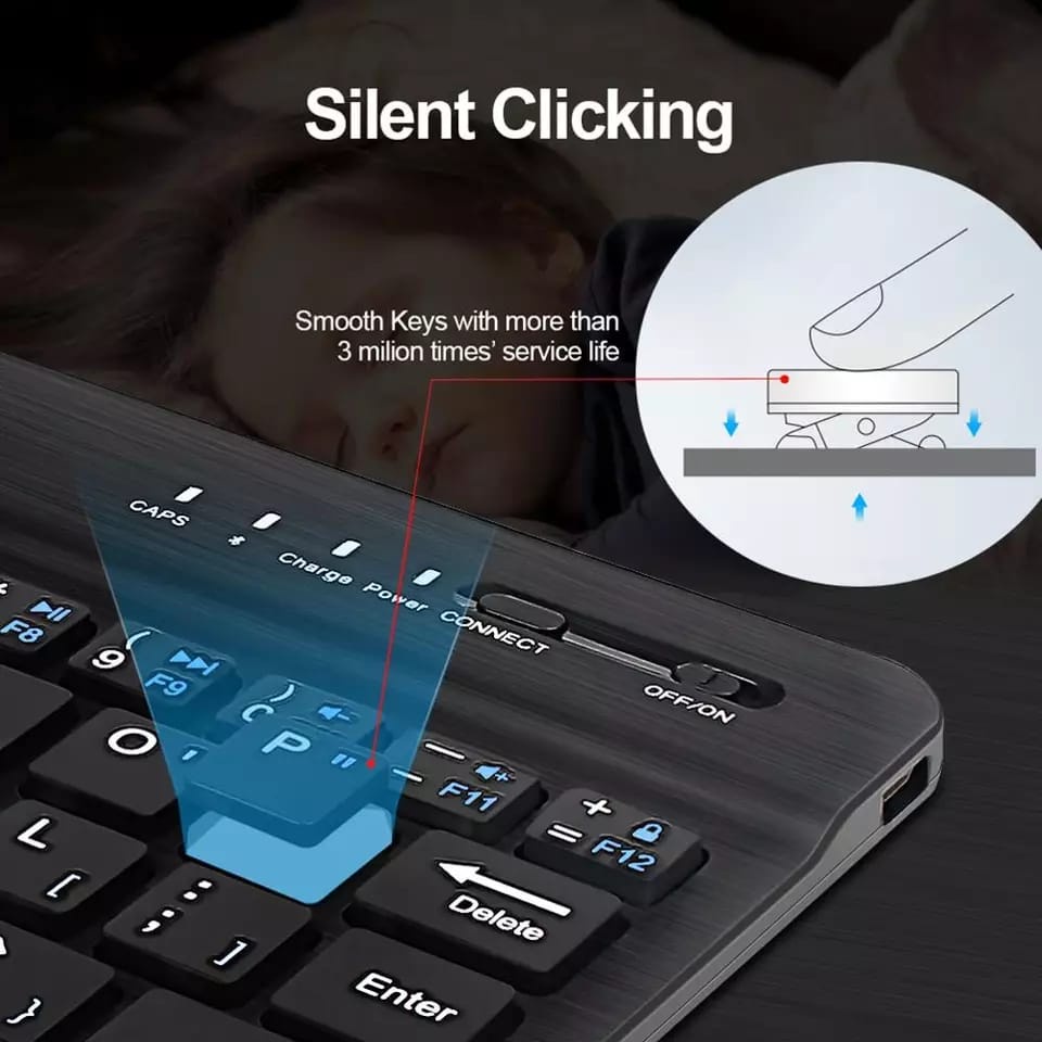 Keyboard Wireless Bluetooth Keyboard Rechargeable 150 mAh