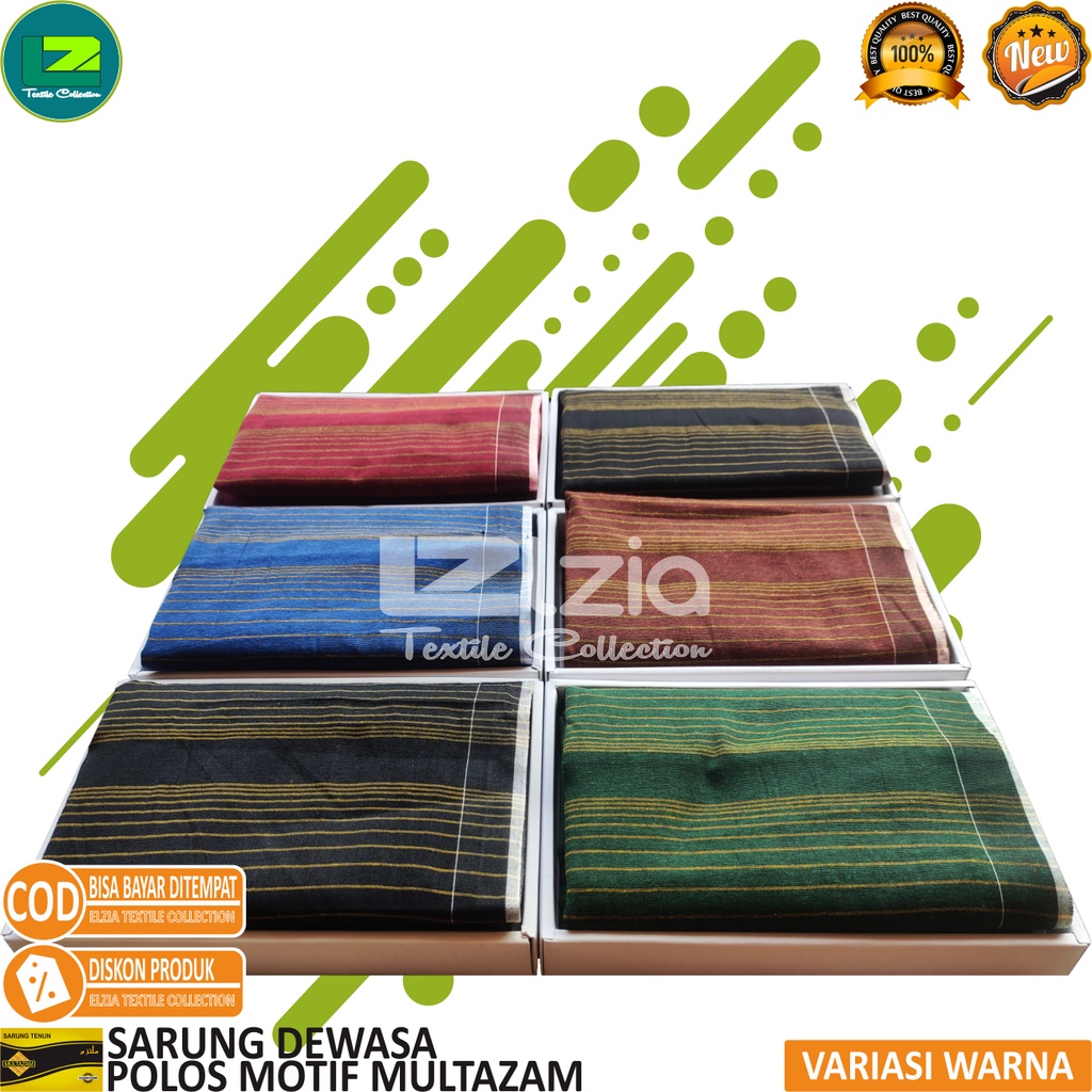 SARUNG DEWASA MOTIF POLOS GARIS GOLD TERBARU