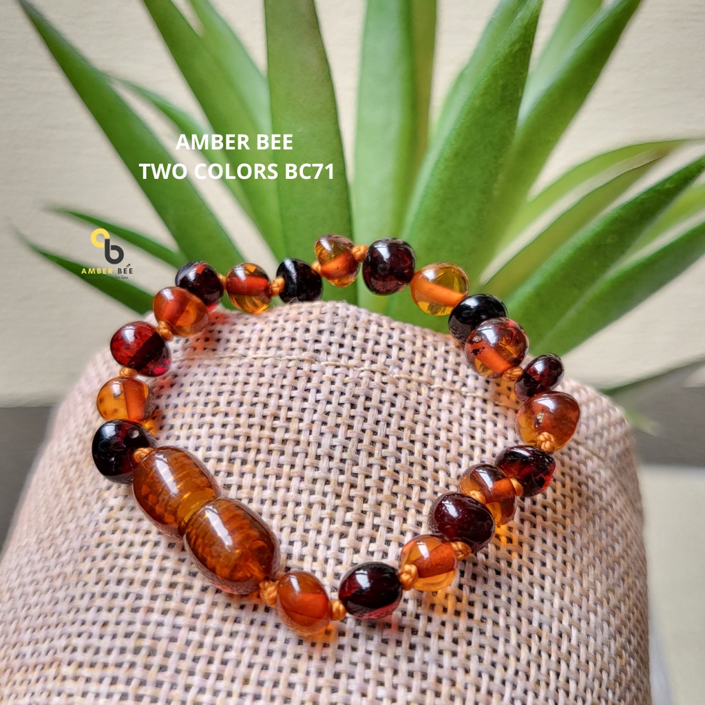 Gelang Amber Baltic New Born &amp; Anak Premium Glossy Cherry Cognac BGCC71 By Amber Bee