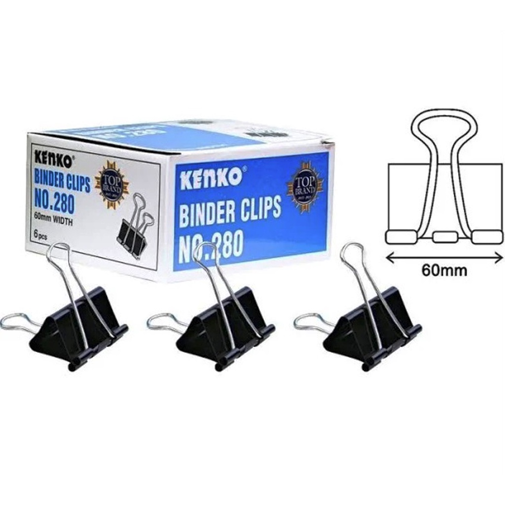 

Binder Clips No. 280 60mm Penjepit Kertas 1 pcs - Kenko