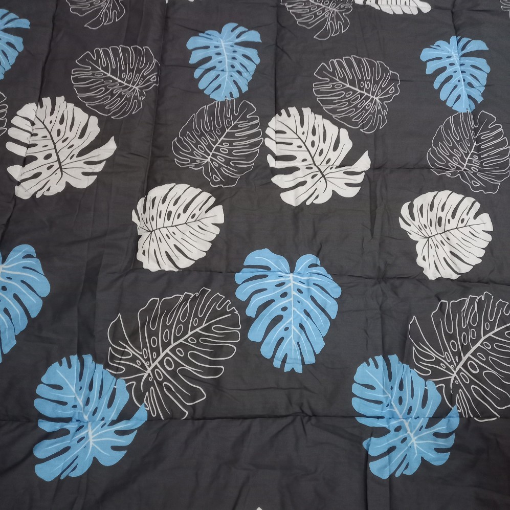 Bed Cover Set Motif Monstera Katun Lokal Star Ukuran King Size Queen Dan Single