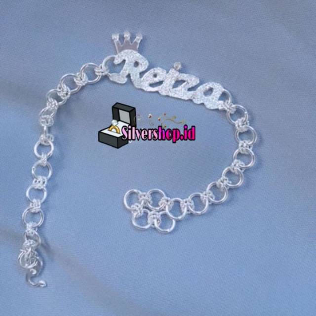 Gelang nama anak dan dewasa perak asli