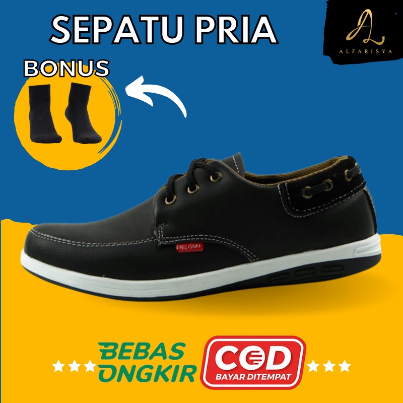 Sepatu Kulit Pria Casual Slip On Ukuran 39 40 41 42 43 Warna Hitam Coklat Tua Muda Formal Kerja Kond