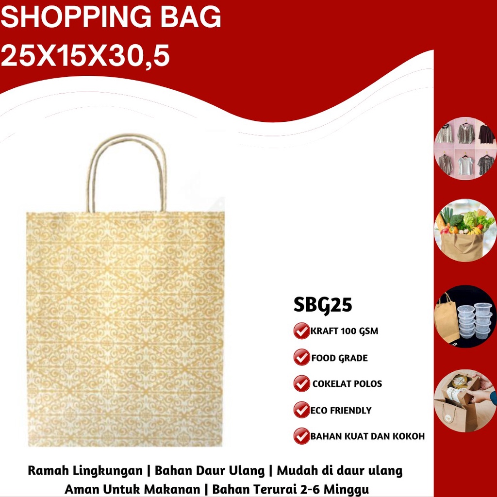 Paper Bag Shopping Bag Kantung Belanja (SBG25-25X15X30.5 Cm)