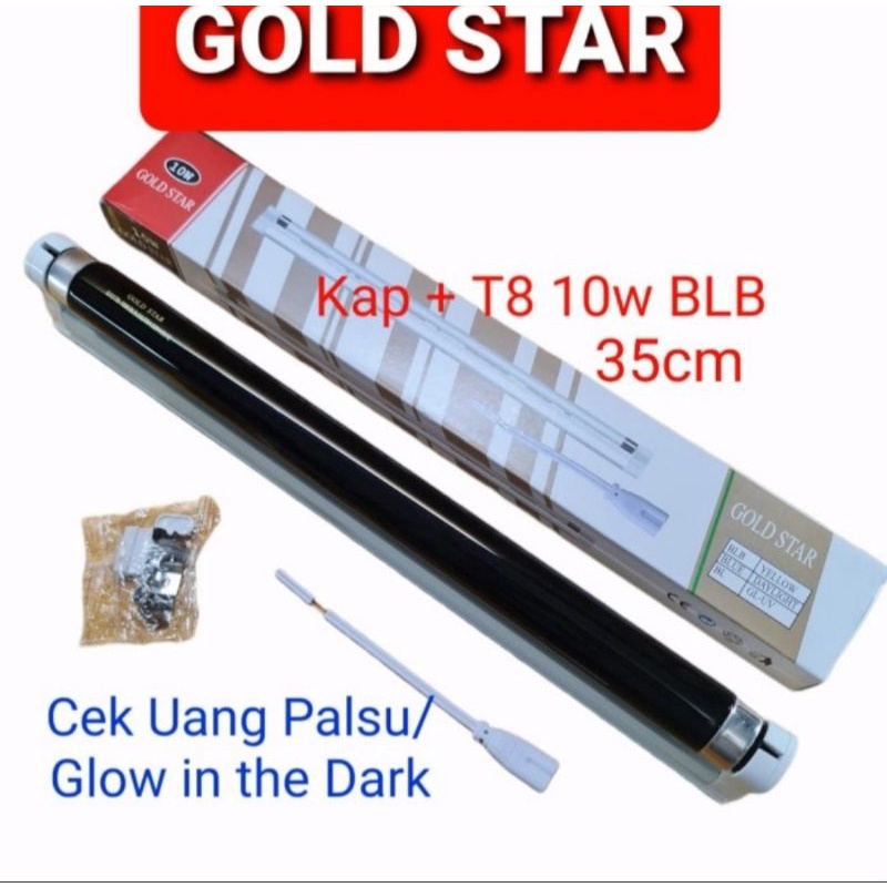 Kap lampu UV cek uang palsu T8 10w Goldstar. komplit set rumah+lampu