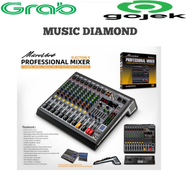 MIXER MICROVERB ELECTION 8 MIXER 8 CHANNEL MICROVERB ELECTION 8 WIHT SOUNDCARD