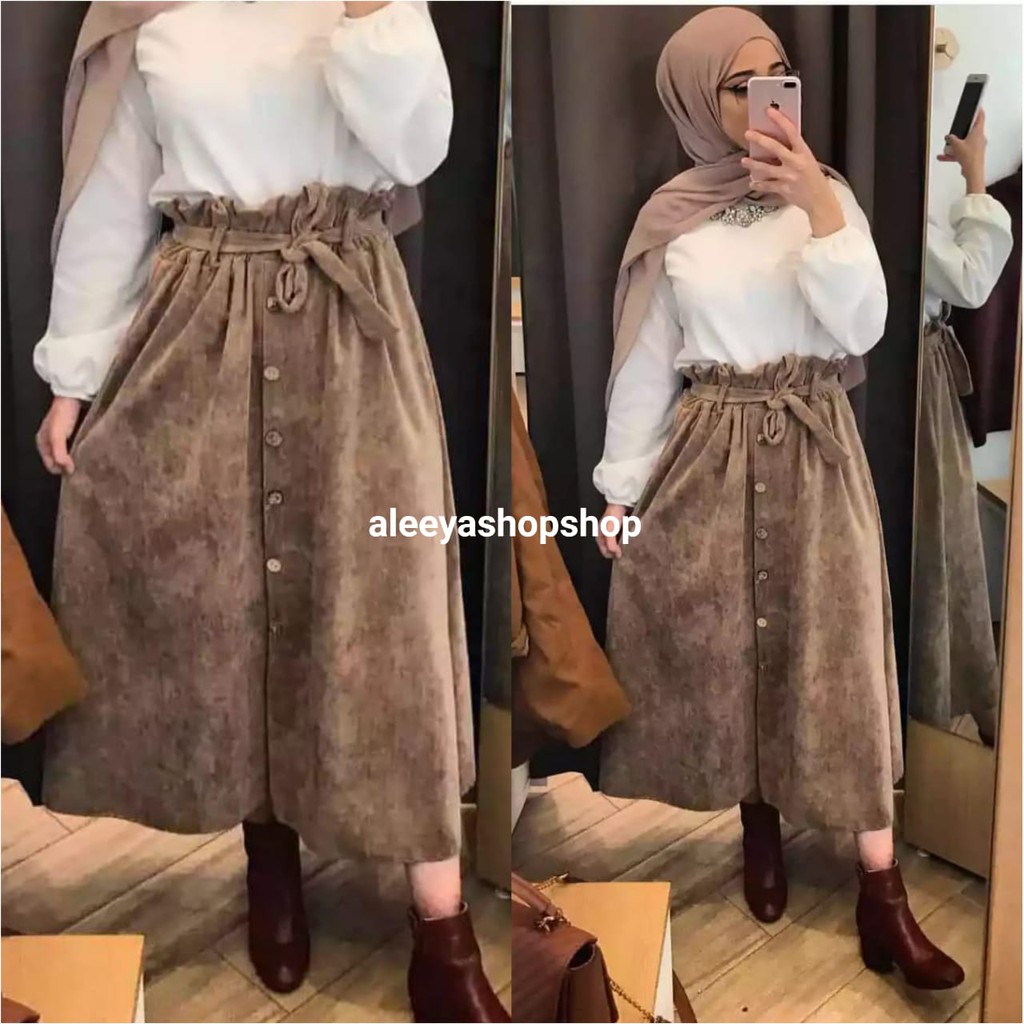 ALEEYA Rok Suede Kancing / Arabelle Button Maxi Skirt Suede (2102)