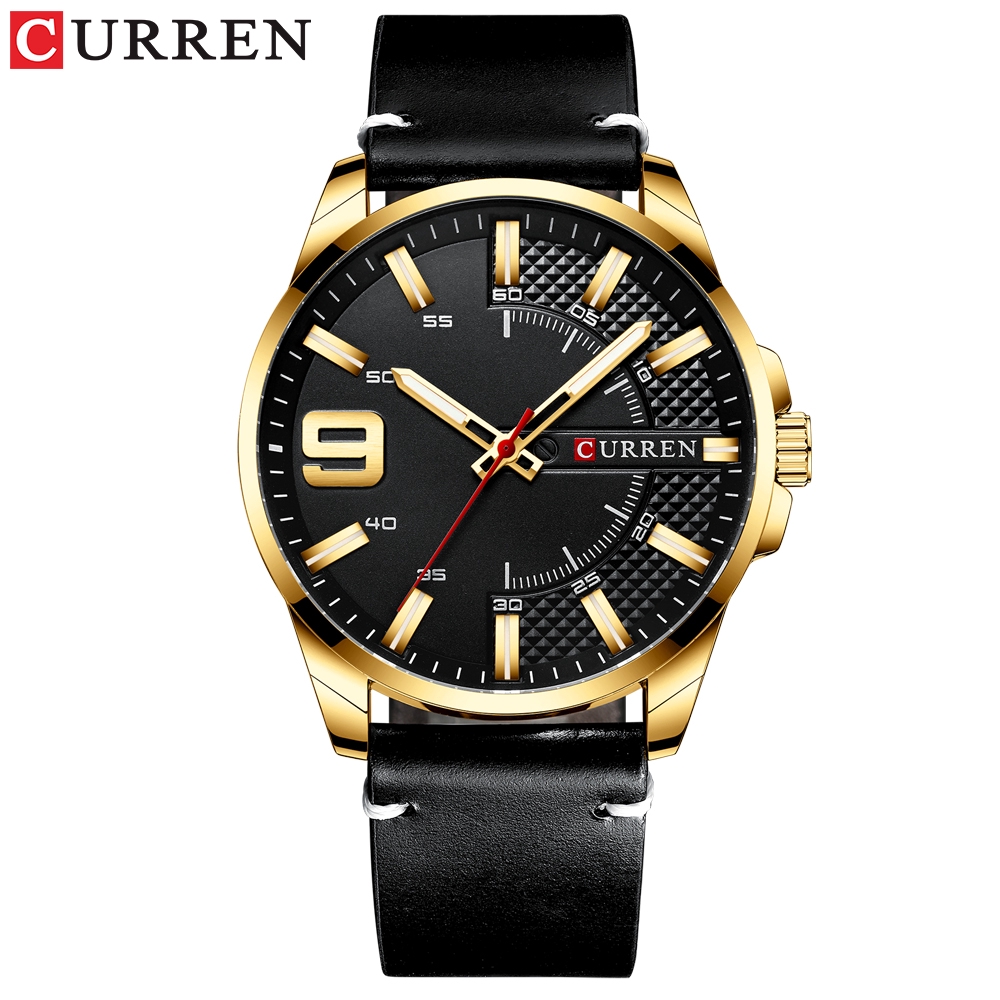 

Jam Tangan Pria Curren Men'S Quartz Watch High Quality Leather Strap Waterproof Sports Watch+Box