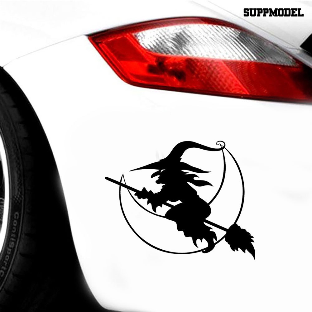 Stiker Motif Penyihirsapubulan Tema Halloween Untuk Dekorasi Body Bumper Jendela Mobil