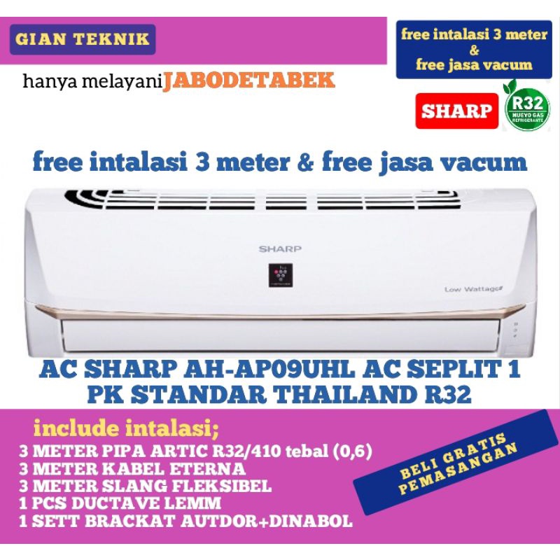 AC SHARP AH-9UHL AC SEPLIT 1 PK LOW WATT SYONARA PLASMACLUSTER