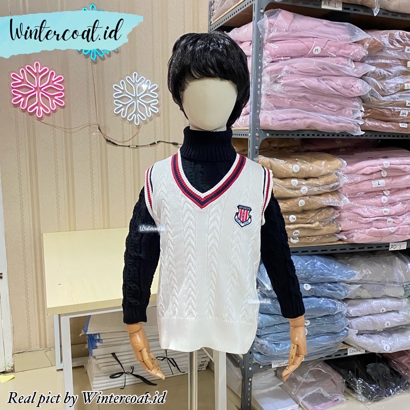 Rompi hangat anak cowok winter vest knitted rajut knit warm thick import boys girls KIDS korea