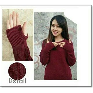  Baju  Rajut  Lengan Panjang  Wanita Roundhand sweater Rajut  