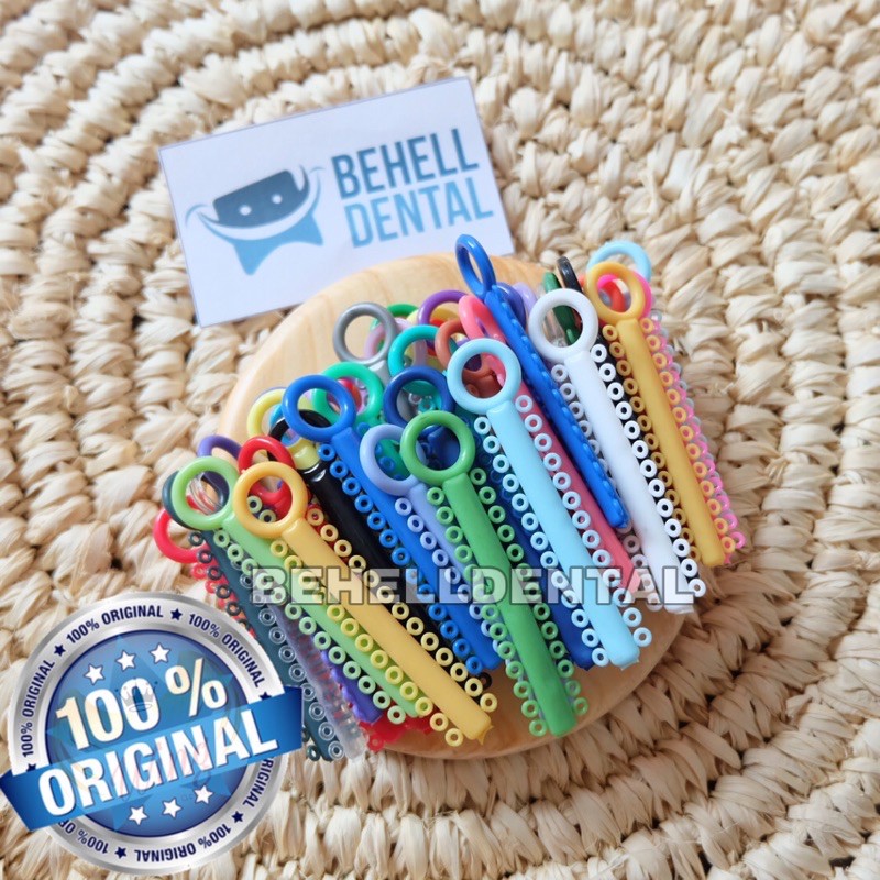 HIGH QUALITY AMERICAN ORTHODONTICS SUPER TEBAL POWER O Ori Behelldental - Karet Pehel Motif ORTHO USA Premium Ligature Ties - Motif Ring Bulat Orthodontic Rubber Braces - Bracket Kawat Gigi Orthodontics ORIGINAL - ISI 1Pcs