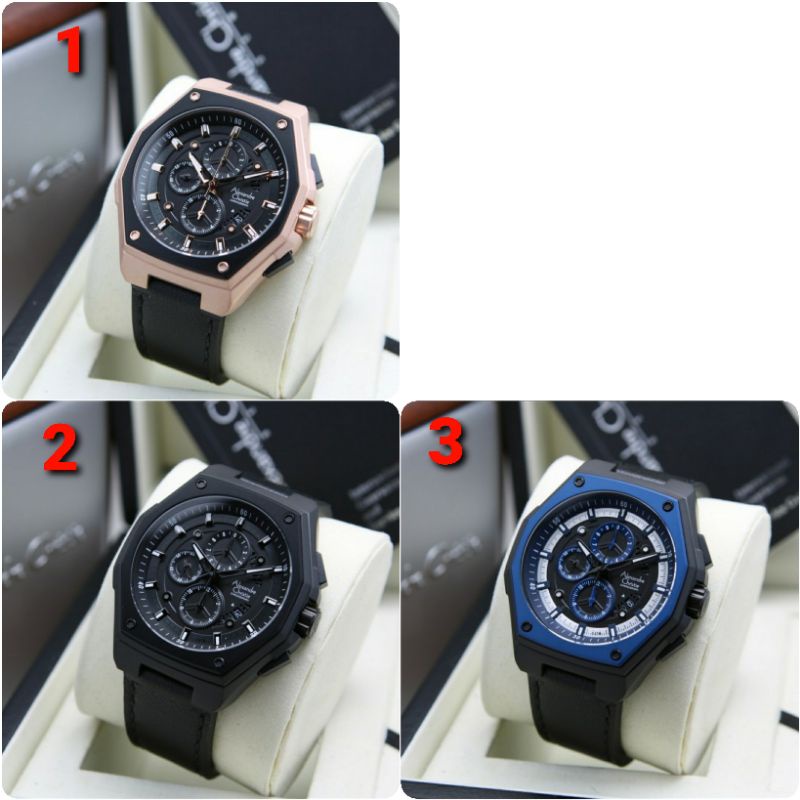 ORIGINAL GARANSI RESMI 1 TAHUN JAM TANGAN PRIA ALEXANDRE CHRISTIE KULIT  STRAP ARLOJI WATCH COWOK AL