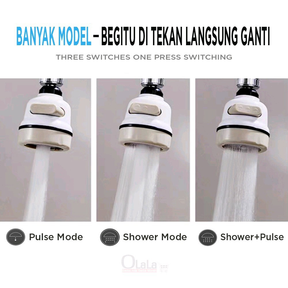 Turbo faucet sprayer 3 Mode 360 rotasi Sambungan kran hemat Air - PENDEK