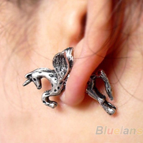 Perhiasan Anting: Gaya Vintage Punk Bentuk Kuda Unicorn Dengan Sayap Terbang Yang Kreatif