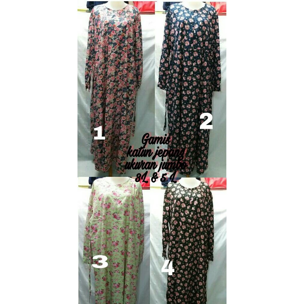 BAJU BUSANA MUSLIM GAMIS KATUN JEPANG UKURAN JUMBO 3L & 5 L
