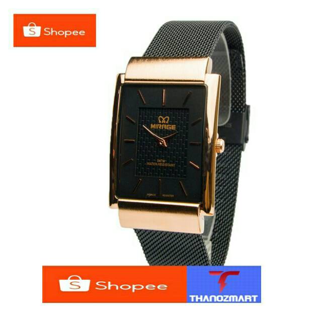 JAM TANGAN MIRAGE RANTAI PASIR BLACK - MGK011