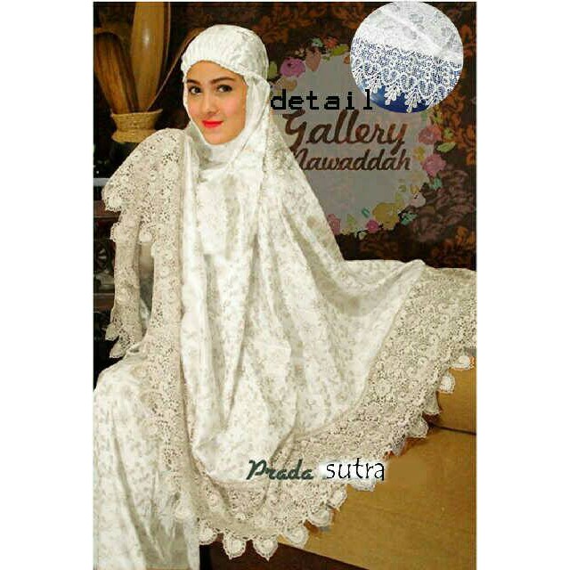 Mukena Terbaru khadijah Terusan Sutra Mawaddah Dubai Pr1d1 PUTIH