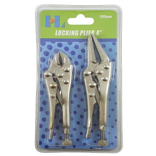 Tang Jepit Buaya 2pcs 100mm Set Mini Locking Pliers 4inch Curved Long Nose 2 pcs