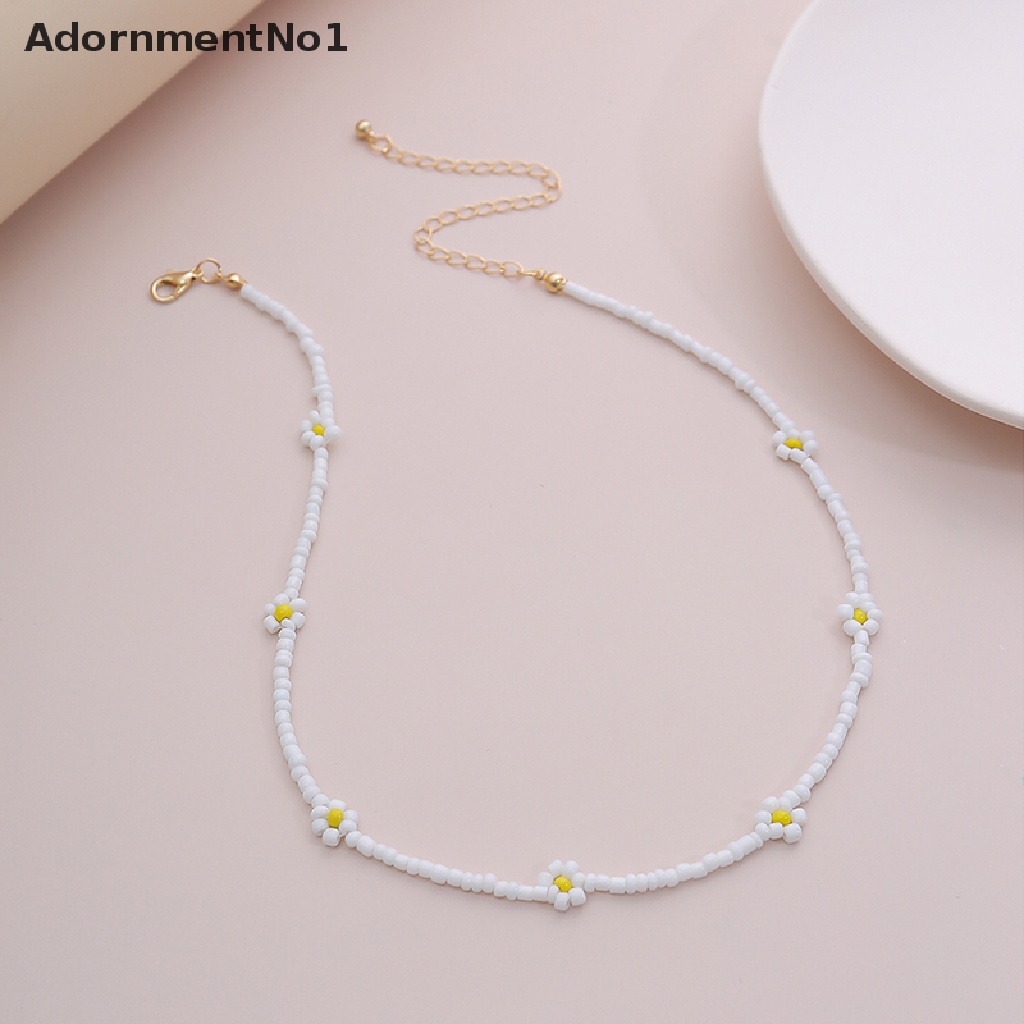 (AdornmentNo1) Kalung Choker Gaya Bohemia Motif Bunga Aksen Manik-Manik Untuk Perhiasan Wanita / Hadiah