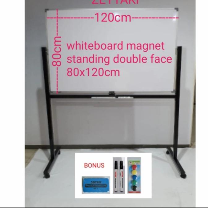 

Papan Tulis Whiteboard Standing Magnet Double Face ZETTAKI 80x120cm