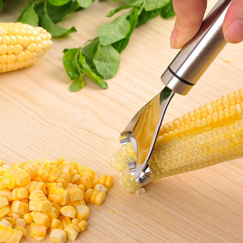 Corn Thresher Peeler Stainless Steel Corn Peeler Slicer Manual Corn Kernel Stripper Cob Kitchen Tools