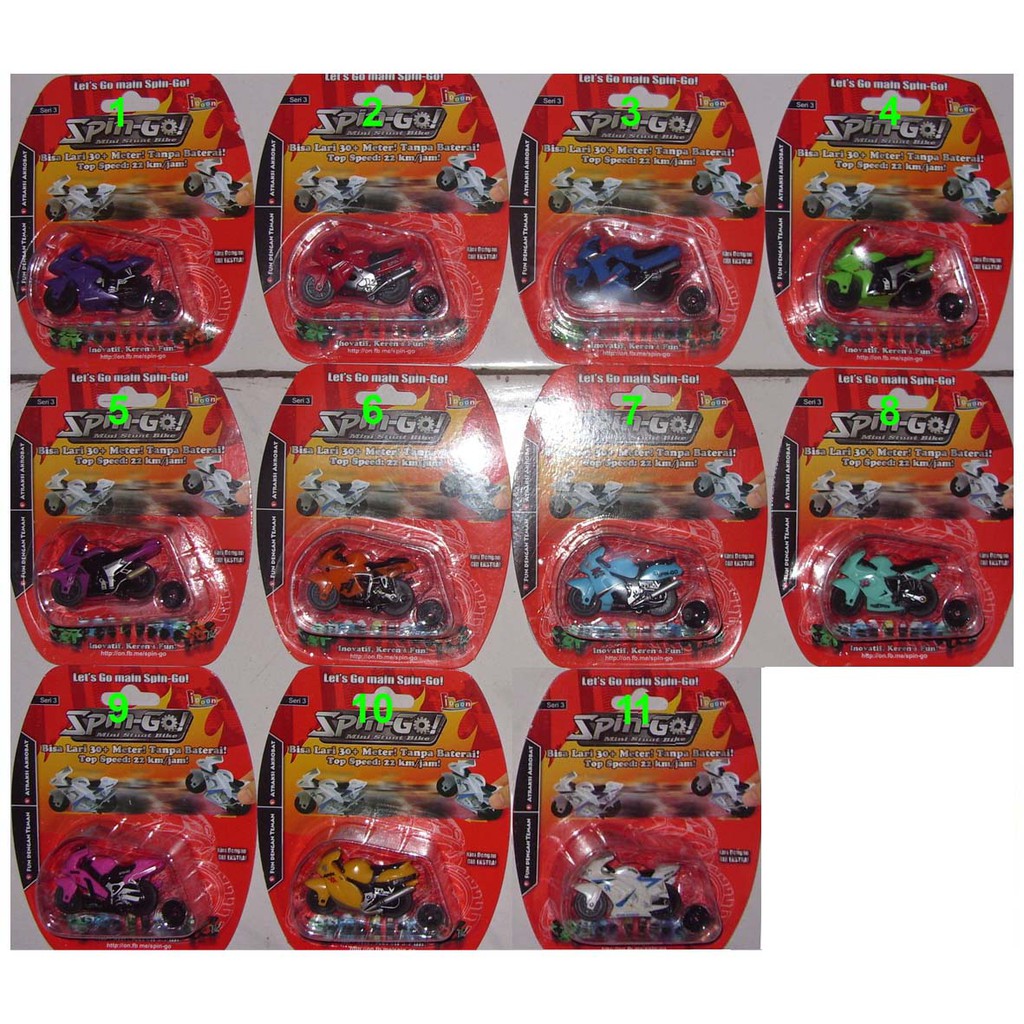 spin go motor mini stunt bike kecil mainan