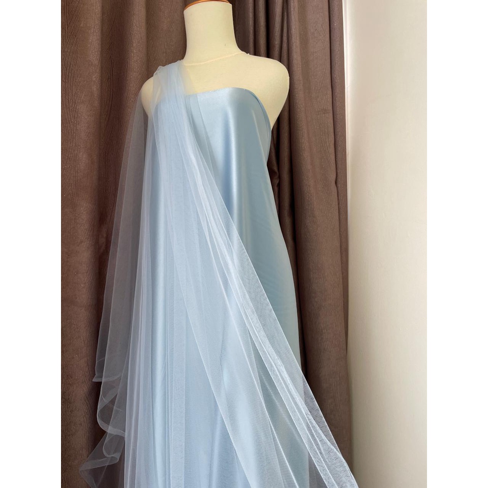 Kain Soft Tile Tulle Halus Polos Warna Biru Muda Baby Blue Icy