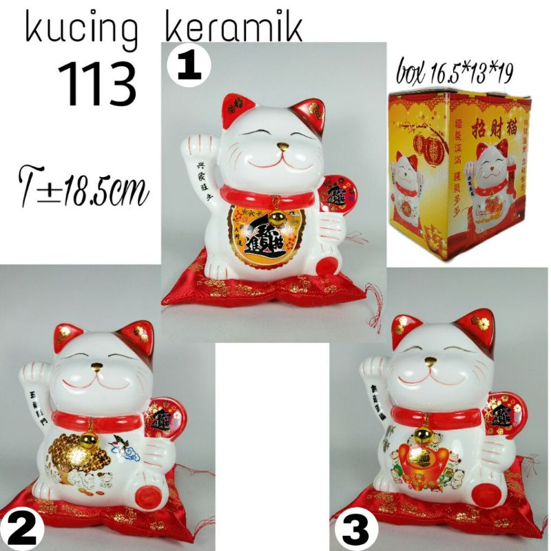 pajangan kucing hoki maneki neko keramik 113