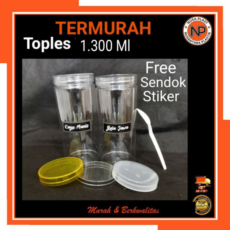 Toples Tempat Penyimpanan Dapur Toples Tepung Toples Bumbu Toples Snack Camilan 1300ml