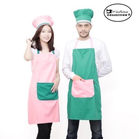 Celemek Apron Kombinasi Warna Custom  Free Bordir Logo dan Polos  ( Bisa Request Warna ).