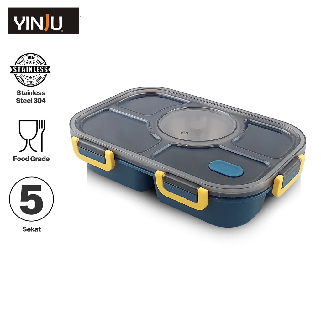 YINJU Kotak Bekal / Makanan Plastik 5 Sekat Lunch Box Food Grade CHI-BENTGO