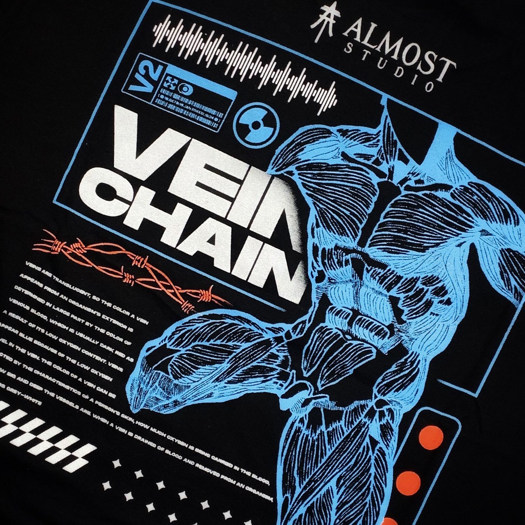 Almost Studio - T-Shirt - Veinchain - Black