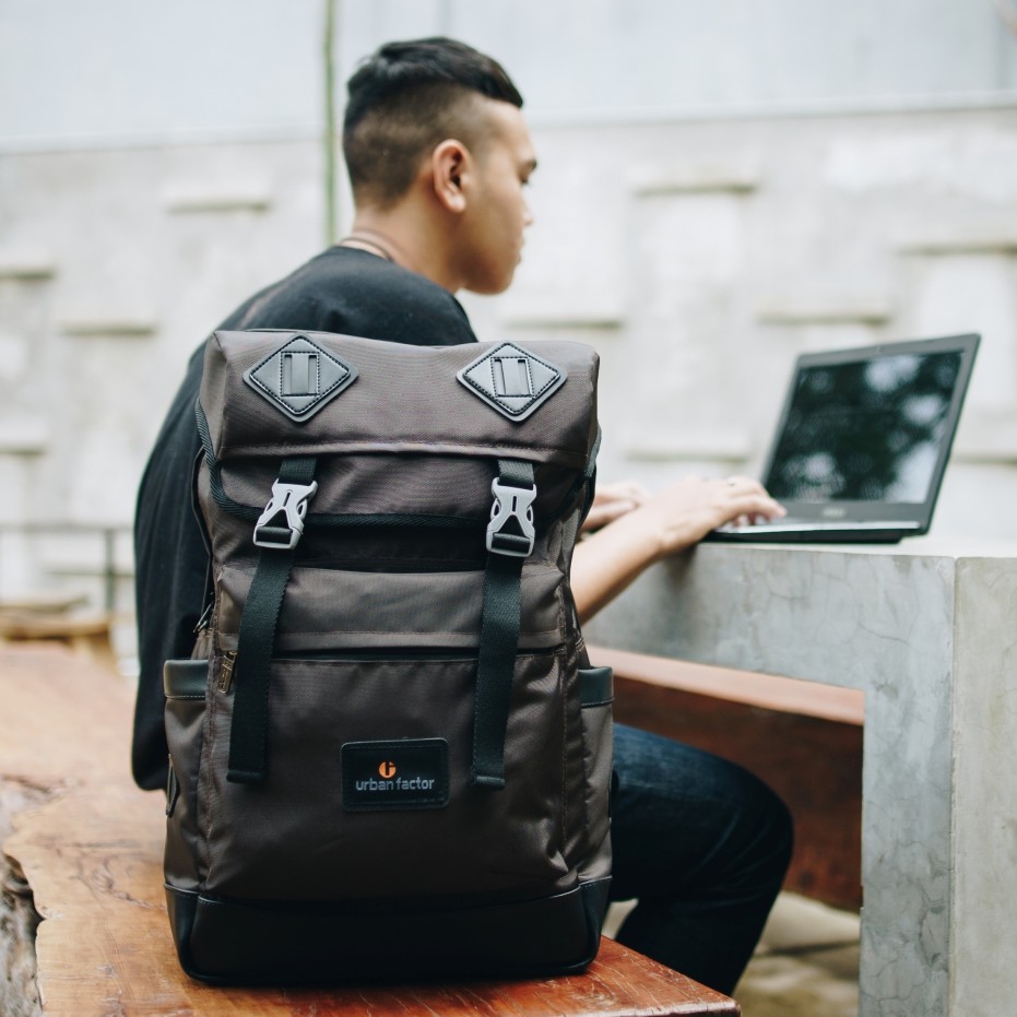 ROUTE BROWN |Urban Factor x FORIND| Tas Ransel Punggung Ori Bag Pria Wanita Backpack Baru Gunung New