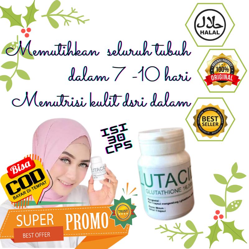 GLUTACID 16000 MG ISI 30 KAPSULE | PEMUTIH ORI | PEMUTIH SELURUH TUBUH | PEMUTIH KULIT PERMANEN | PEMUTIH KULIT SELURUH TUBUH | COLLAGEN ASLI ORIGINAL BPOM | dvine collagen original