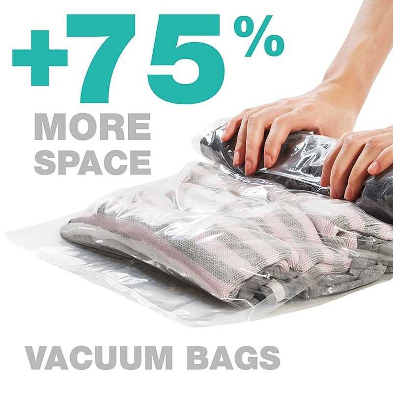 Alat Vacum Plastik Vacum Baju Travel Kantong Vakum Bag Pakaian Travel 5 PCS Murah Original