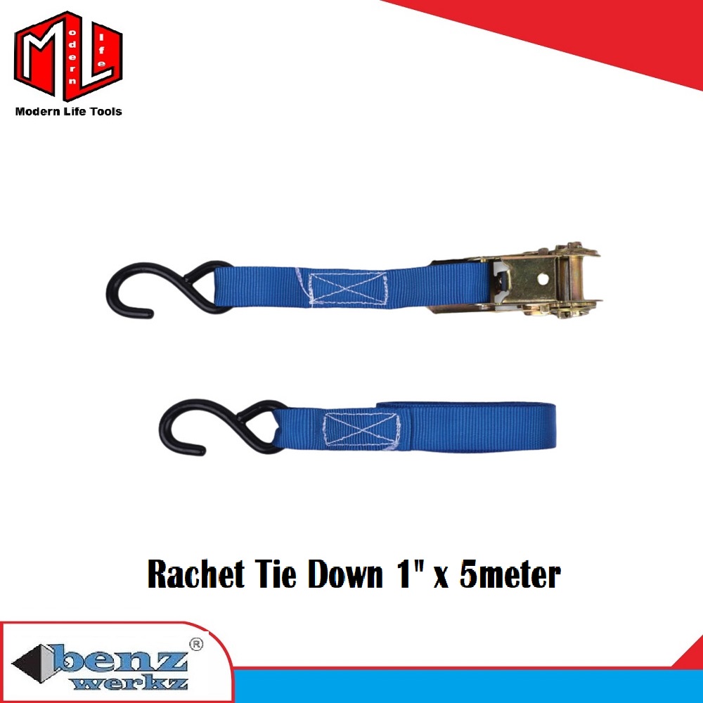 Rachet Tie Down 1 Ton x 5M Webbing Cargo Lashing Belt 5 M Tali Pengikat Barang 1x5M