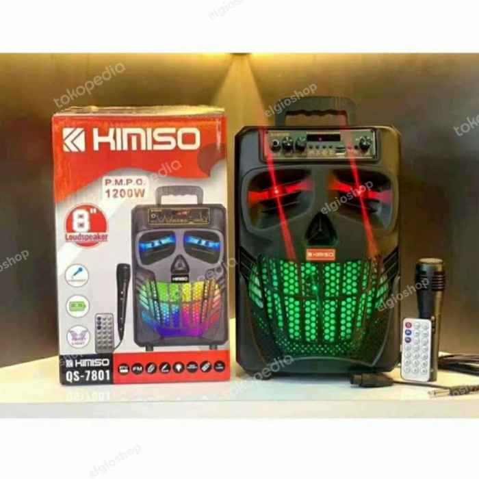 Speaker Bluetooth Portable 8Inch Qs 7801/Kms 7801 Remote + Microphone