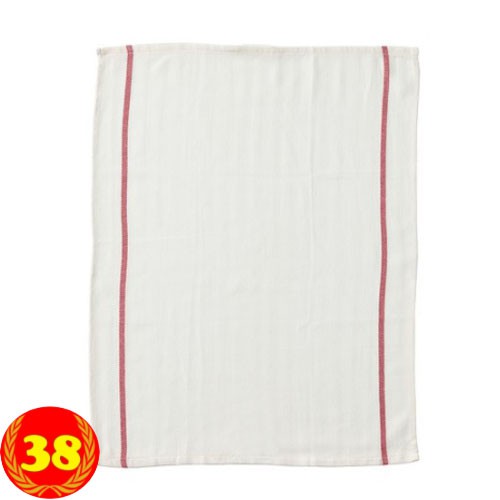 Ikea TEKLA Kain Lap Dapur Katun Motif Garis Merah Putih - Ujung Simpul Gantungan